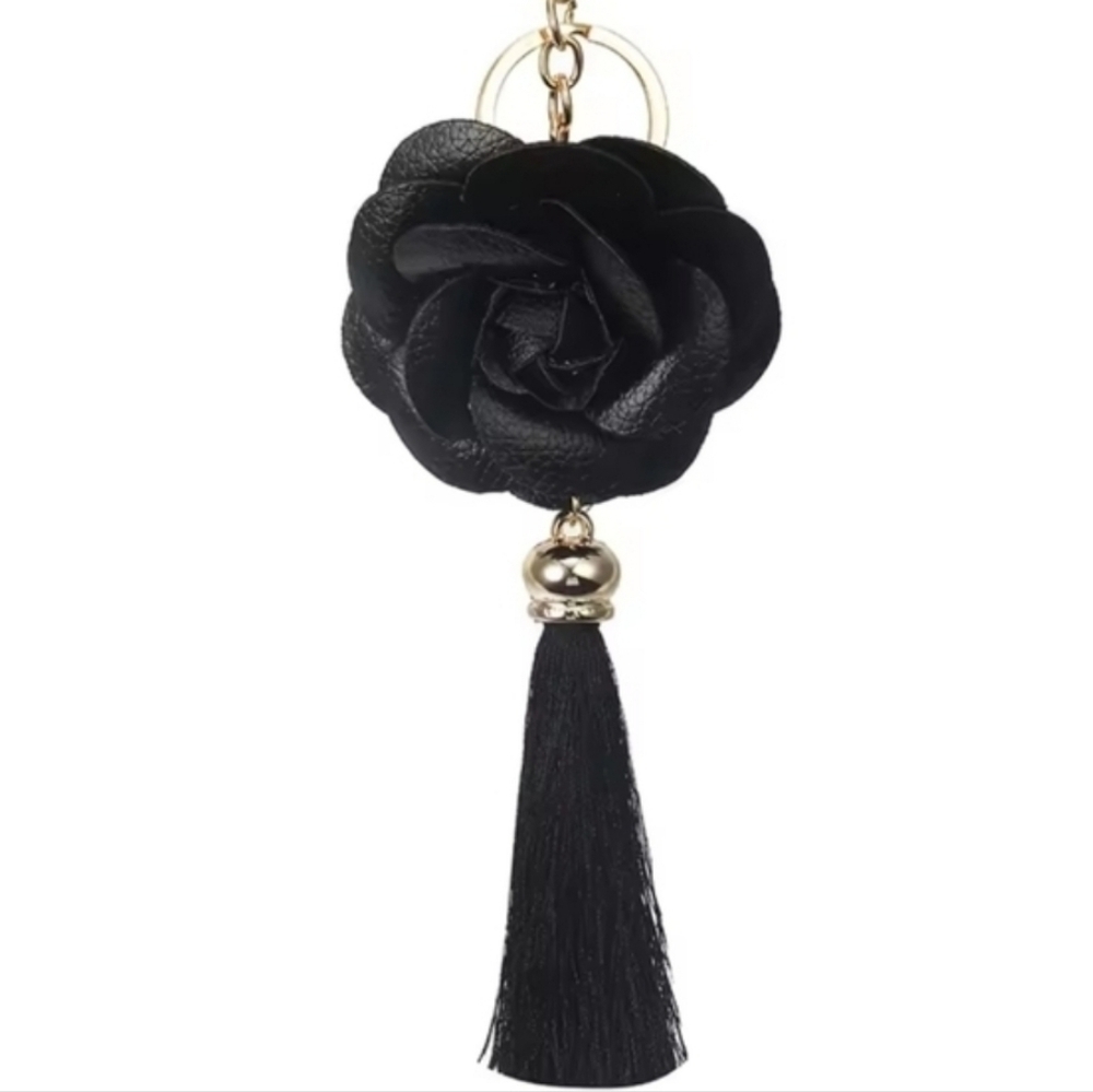 NEW Black Floral Tassel Keychain/Bag Charm